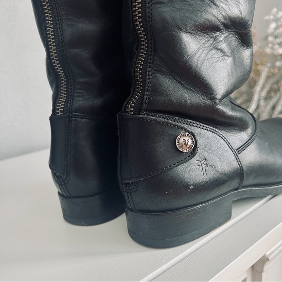Frye Melissa Button Back Zip Black leather boots women size 6.5 - Picture 5 of 10